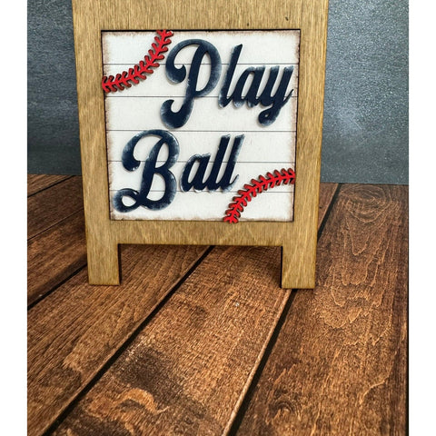 Baseball Leaning Sandwich Board Tiles Sports Interchangeable Play Ball  