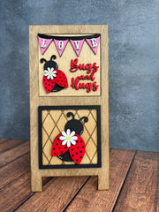 Bugs and Hugs Leaning Sandwich Board Tiles - Set 4 PC Interchangeable Leaning Sandwich Boards