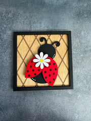 Mini Spring Leaning Sandwich Board Tiles Interchangeable Leaning Sandwich Boards Big Ladybug  