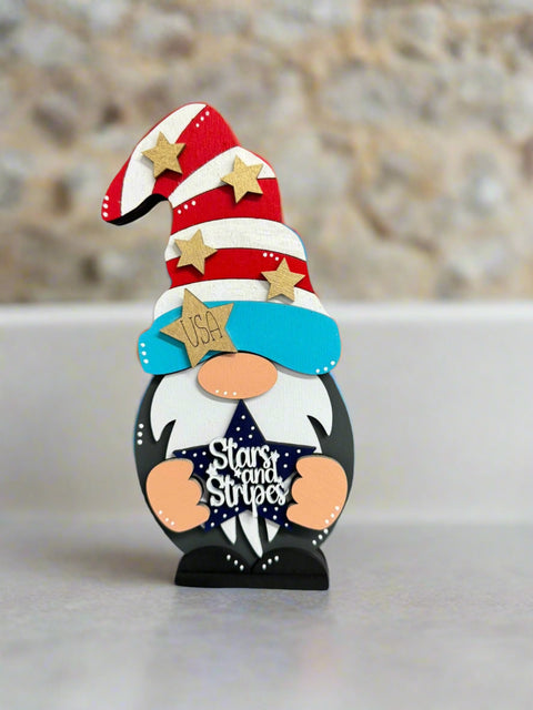 Patriotic Gnomes Summer Shelf Sitter Boy  