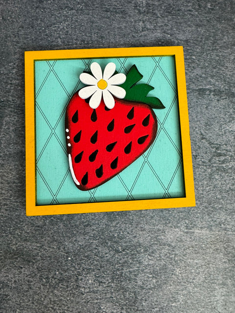 Summer Leaning Sandwich Board Tiles Summer Interchangeable Strawberry  