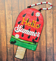 Hello Summer Watermelon Door Hanger Summer Door Hanger   