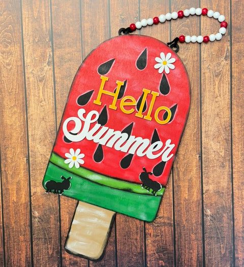 Hello Summer Watermelon Door Hanger Summer Door Hanger   
