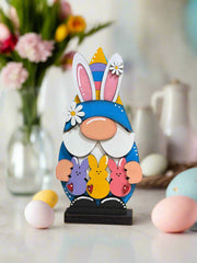 Bunny Gnome Shelf Sitter | Vibrant Colors Easter Home Decor | Cute Rabbit Figurine for Spring Decoration & Gift