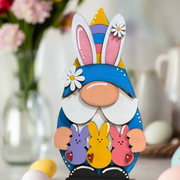 Bunny Gnome Shelf Sitter | Vibrant Colors Easter Home Decor | Cute Rabbit Figurine for Spring Decoration & Gift