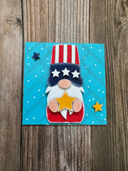 Patriotic Leaning Sandwich Board Tiles Sports Interchangeable Boy Gnome  