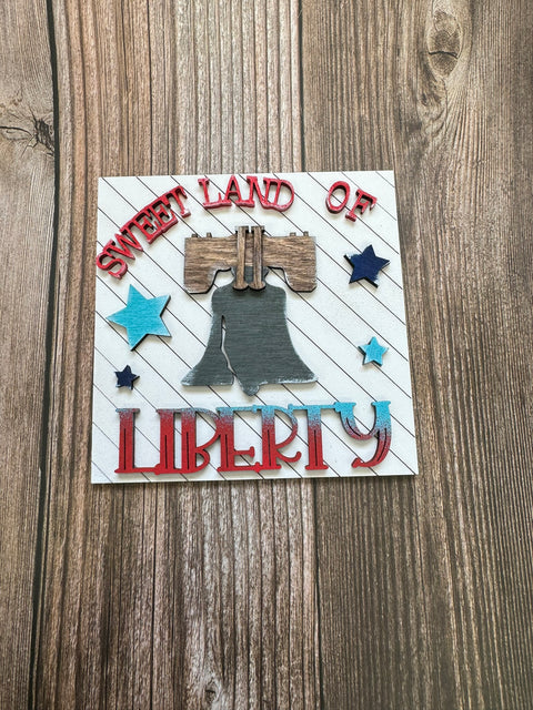 Patriotic Leaning Sandwich Board Tiles Sports Interchangeable Sweet Land of Liberty  