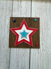Patriotic Leaning Sandwich Board Tiles Sports Interchangeable Red - White - Blue Star  