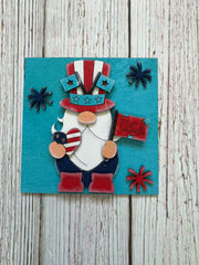 Patriotic Leaning Sandwich Board Tiles Sports Interchangeable Patriotic Gnome  