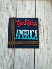 Patriotic Leaning Sandwich Board Tiles Sports Interchangeable God Bless America  