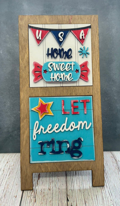 Mini Patriotic Leaning Sandwich Board Tiles Sports Interchangeable   