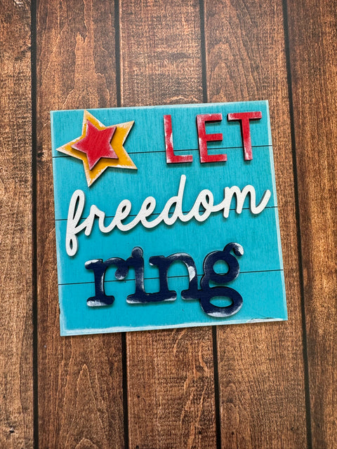 Patriotic Leaning Sandwich Board Tiles Sports Interchangeable Let Freedom Ring  