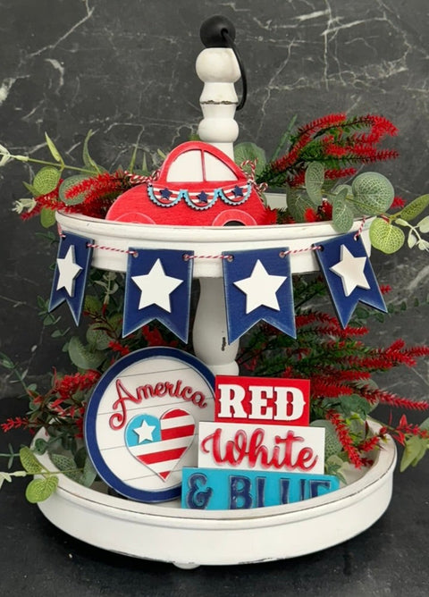 Red, White & Blue Tiered Tray Tiered Tray   