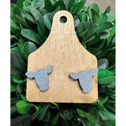 Cow Earrings Animal Earrings BIG Silver Glitter - Blank 