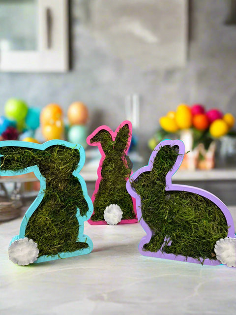 Pastel Moss Bunny Friends - Cute Spring Easter Decor for Home & Holiday Celebrations 3 PC