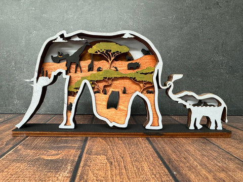 Elephant Mother & Baby 3D Shelf Sitter 3D Shelf Sitter   