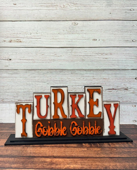 Thanksgiving Word Blocks  Turkey  