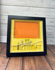 My First Birthday Shadow Box  Yellow  