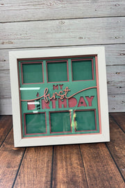 My First Birthday Shadow Box  Blue  