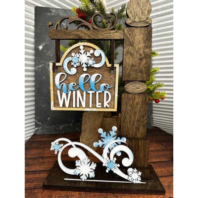 Hello Winter - Add-On for the Mini Post Sign Shelf Sitter Christmas Interchangeable Add On   