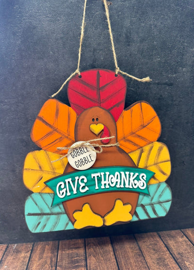 Give Thanks Turkey Door Hanger    