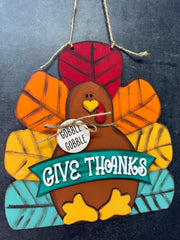 Give Thanks Turkey Door Hanger    