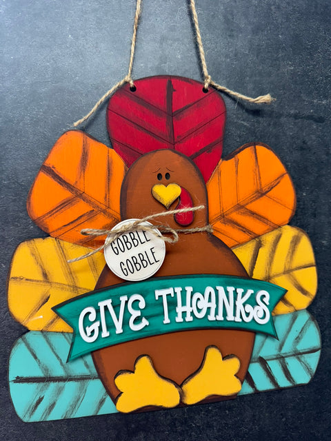 Give Thanks Turkey Door Hanger    