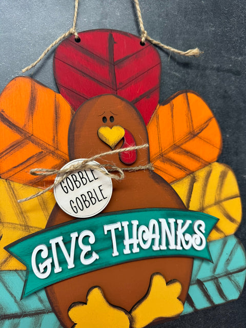 Give Thanks Turkey Door Hanger    