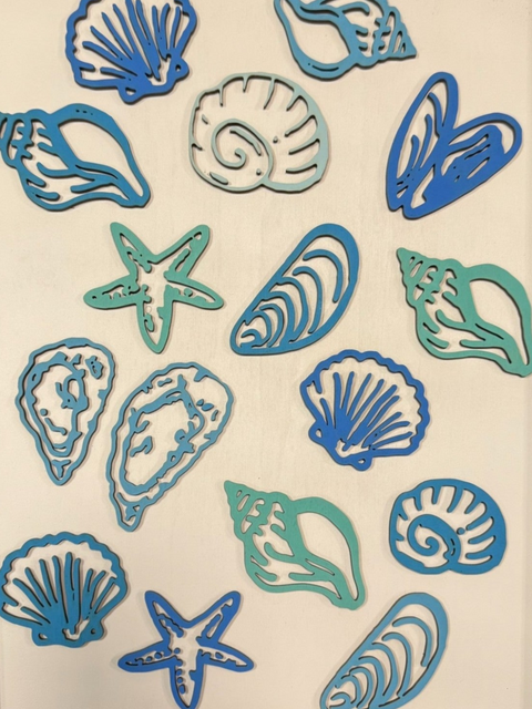 Colorful Blue Seashell Canvas Art, Beautiful Coastal Decoration for Home, Thoughtful Gift for Beach House or Sea Lovers