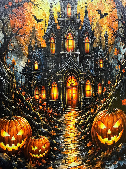 Haunted House Scene Wooden Frame