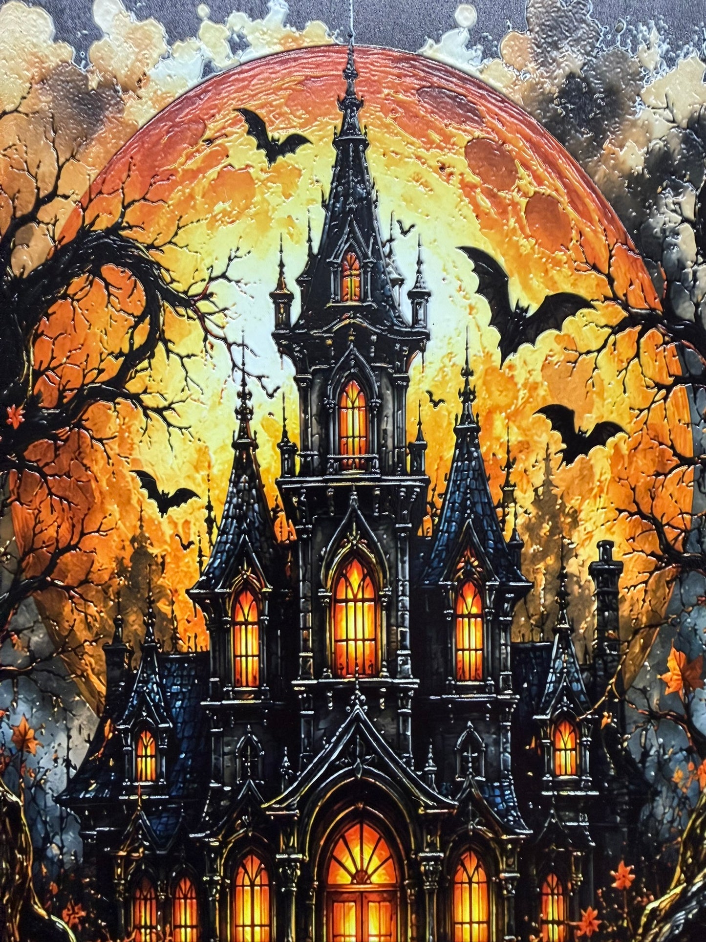 Haunted House Scene Wooden Frame