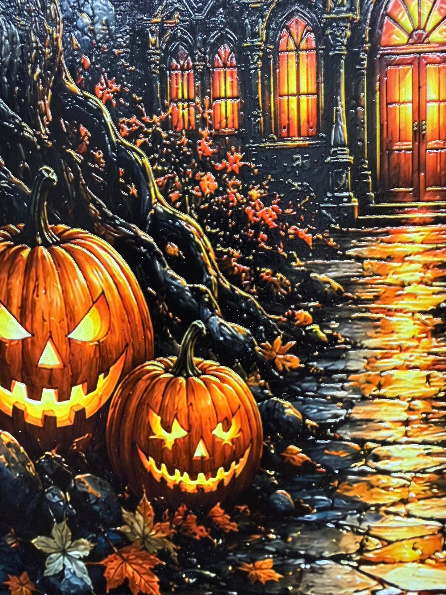 Haunted House Scene Wooden Frame