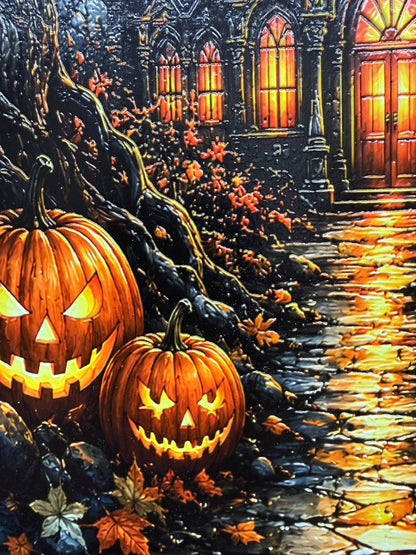 Haunted House Scene Wooden Frame