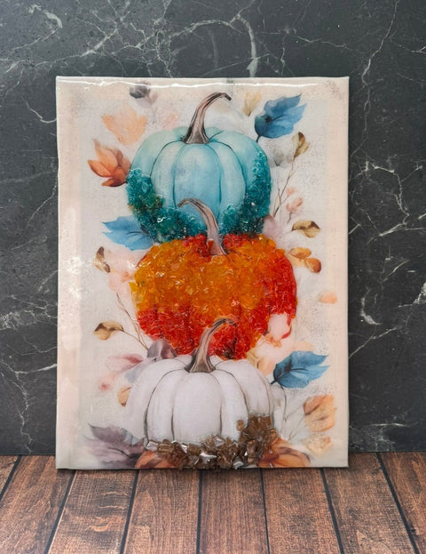 Stacked Pumpkins Resin Frame Resin   