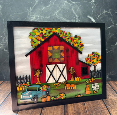 Red Fall Barn Scene Rustic   