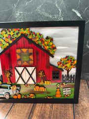 Red Fall Barn Scene Rustic   