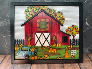 Red Fall Barn Scene Rustic   