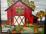 Red Fall Barn Scene Rustic   