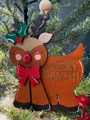 Merry & Bright Reindeer Ornament Christmas Ornament   