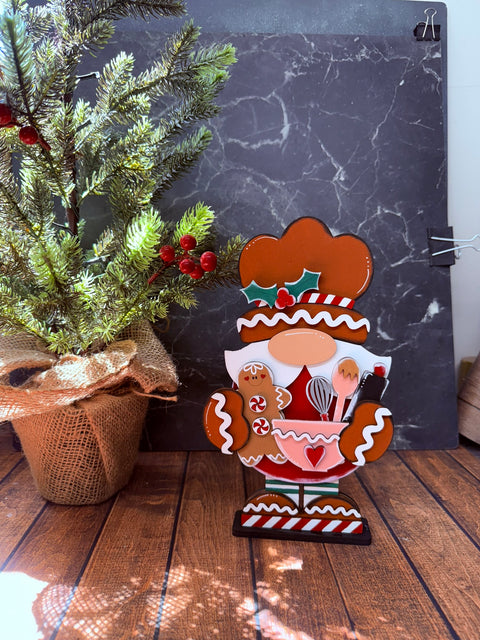 Gingerbread Baking Gnome Christmas Shelf Sitter   