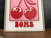 Cherry Bomb Wall Decor, Playful Checkered Cherry Design, Perfect for Girly Spaces, Ideal Gift for Home Enthusiasts