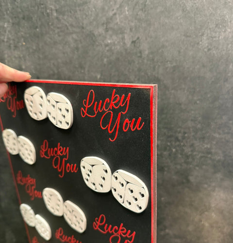 Lucky You Dice Wall Art, Fun Gaming Decoration for Unique Spaces or Gift, Celebrating Luck and Playful Spirit