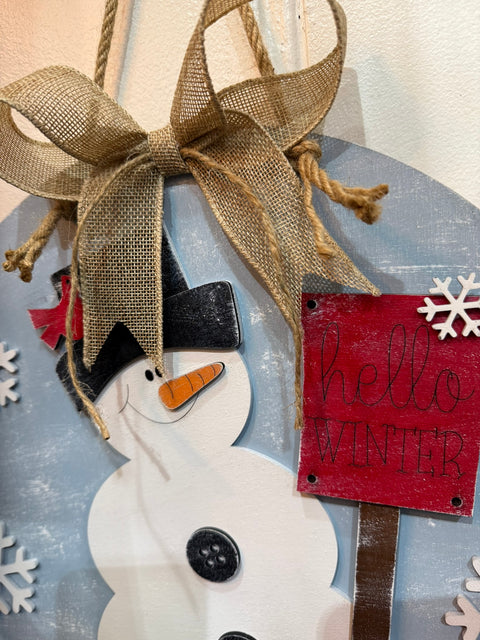 Hello Winter Snowman Door Hanger    