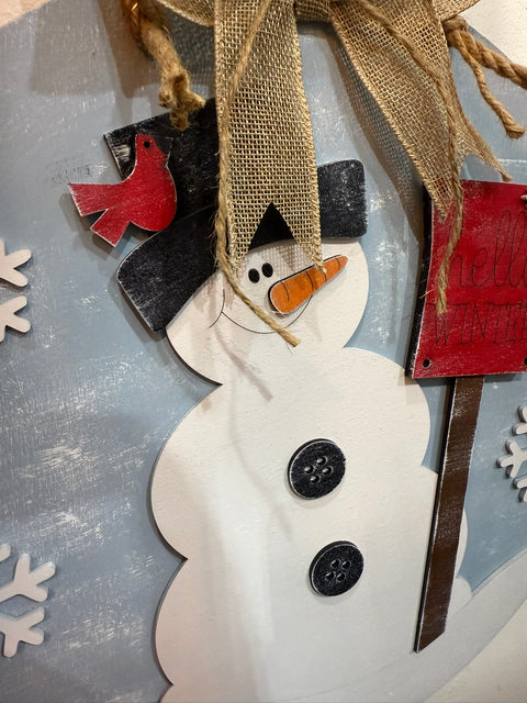 Hello Winter Snowman Door Hanger    