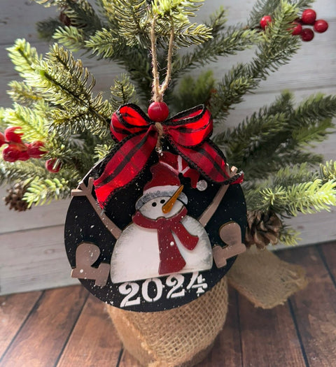 Sitting Snowman Ornament Christmas Ornament