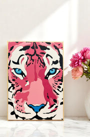 Preppy Leopard Print Wall Art, Colorful Pink & Blue Hues, Vibrant Home Décor for Stylish Spaces, Gift for Art Lovers