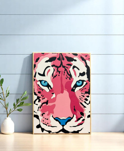 Preppy Leopard Print Wall Art, Colorful Pink & Blue Hues, Vibrant Home Décor for Stylish Spaces, Gift for Art Lovers