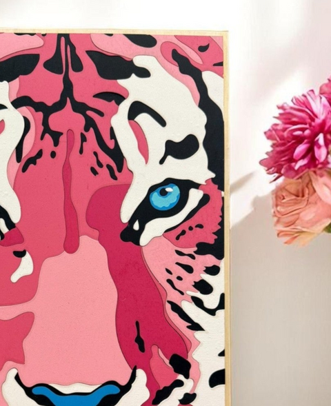 Preppy Leopard Print Wall Art, Colorful Pink & Blue Hues, Vibrant Home Décor for Stylish Spaces, Gift for Art Lovers