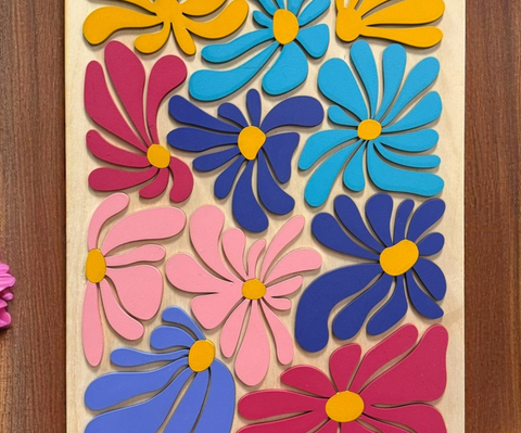 Preppy Flower Power Wall Art, Colorful Spring Flowers Decor, Vibrant Home Accent, Perfect Gift for Flower Lovers