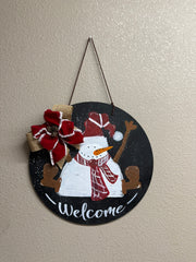 Snowman Welcome Hanger  Black  